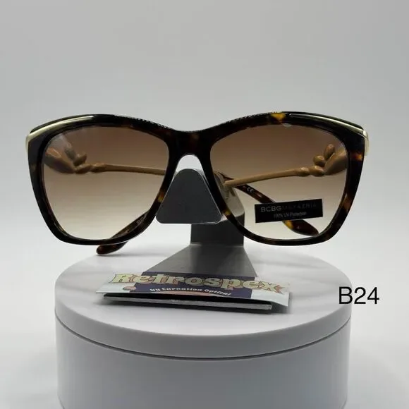 NOS Vintage Y2K Designer Sunglasses BCBG Max Azria | Luxe Tortoise Gold Cat Eye - Picture 5 of 11